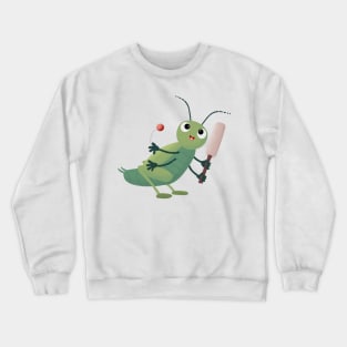 Cute green cricket insect cartoon illustration Crewneck Sweatshirt